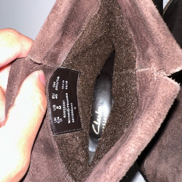 Clarks Volara Sky Boots 9 Brown Leather Suede Foldover Moto Ankle Boots Harness - Picture 6 of 7